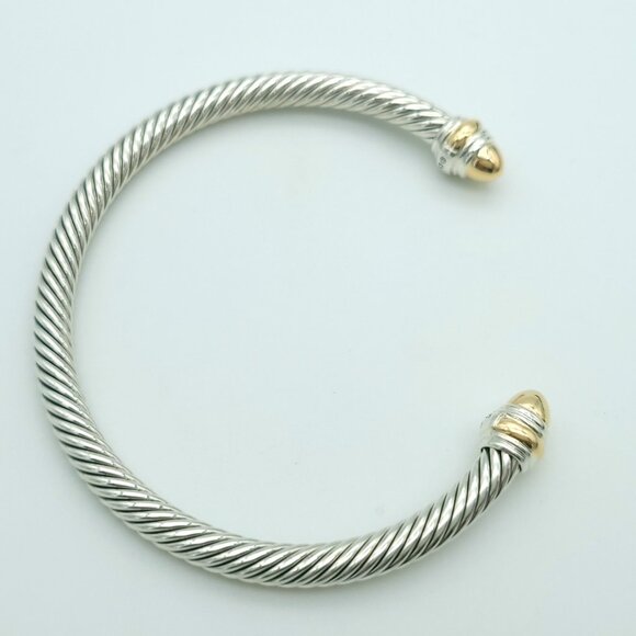 DAVID YURMAN 5mm Cable Classic Bracelet w/ 14k Gold in Sterling Silver 7 inch - Picture 7 of 9